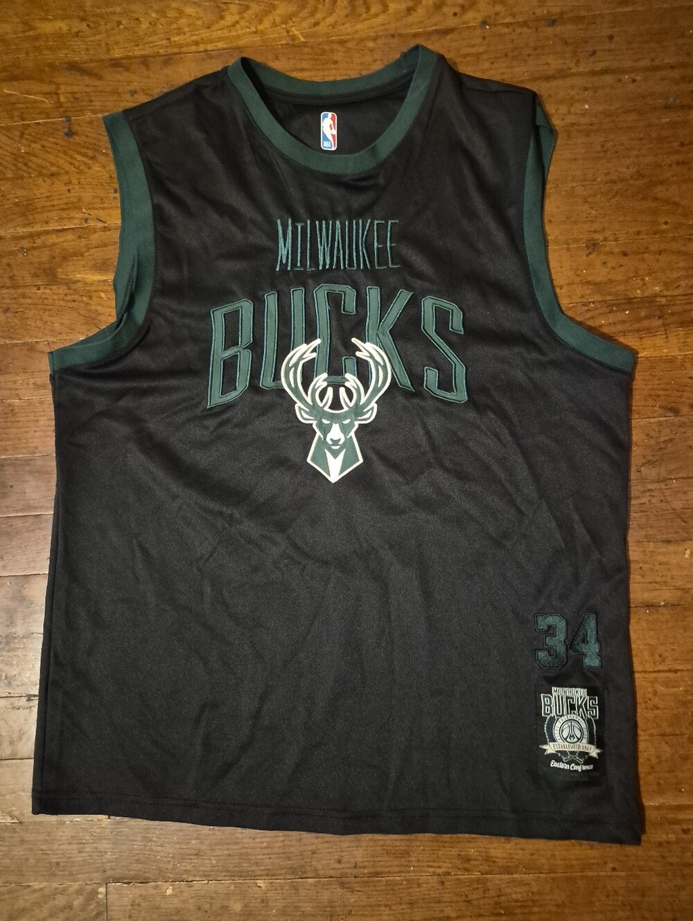 Milwaukee Bucks Giannis Antetokounmpo NBA Mens Sz Large Black Basketball Jersey